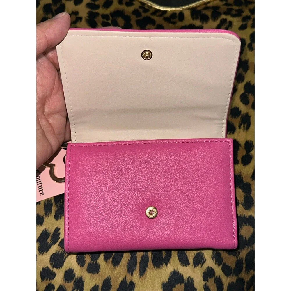 Juicy Couture Royal Couture Double Sided Trifold Wallet Quilted Velvet Pink New